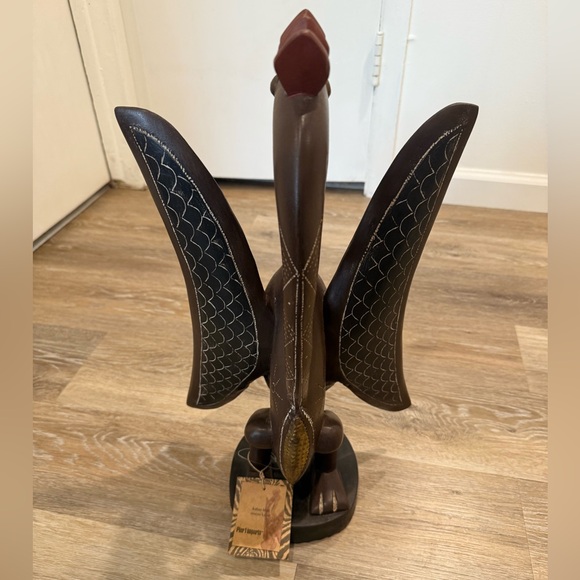 Pier 1 Hand Carved Wood “Kalao”, Bird Art Sculpture with Tag. - Picture 6 of 12